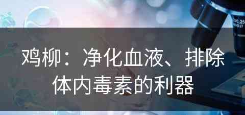 鸡柳：净化血液、排除体内毒素的利器